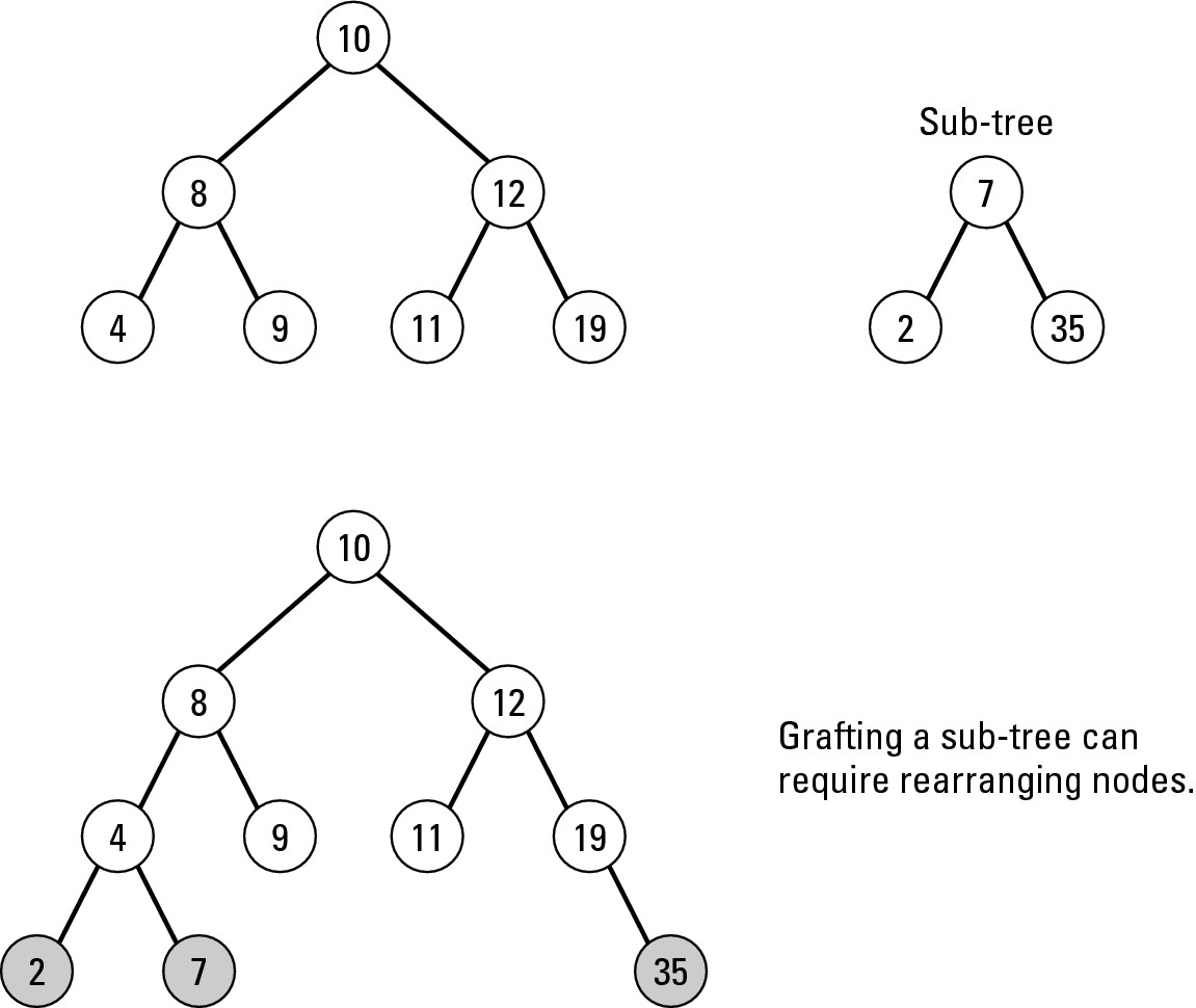 Figure 5-15: Grafting a sub-tree can require rearranging the entire modified tree.